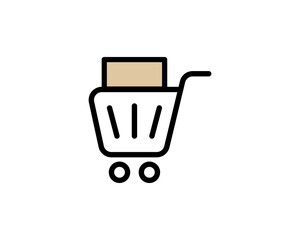 Shopping store logo for mobile e comerce and local market branding. Online shop icon simple minimalist sign for payments, shipping and sale, vector illustration.