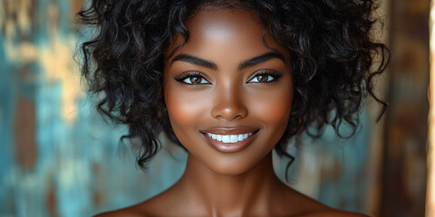 Fototapeta premium Portrait of a beautiful smiling black woman