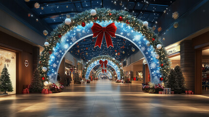 Obraz premium festive christmas arches in the shopping mall
