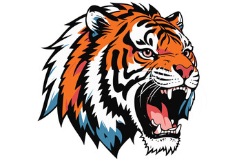 Fototapeta premium Vector illustration of a majestic beast animal roaring