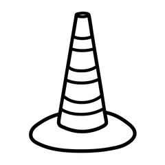 Black and white traffic cone clipart. Safety barrier isolated element. Vector illustration
