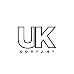 Letter U and K, UK logo design template. Minimal monogram initial based logotype.