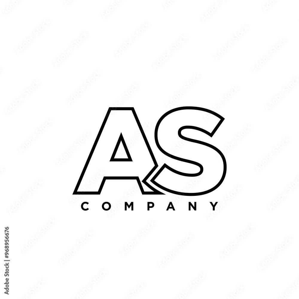 Poster letter a and s, as logo design template. minimal monogram initial based logotype.
