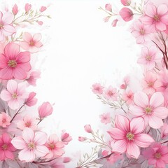 Obraz premium White background with small flowers arranged as a delicate border.