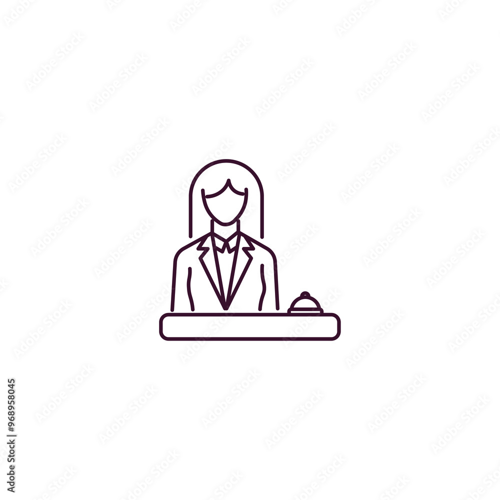 Poster receptionist outline icon. linear vector from hotel concept. thin line receptionist icon isolated on
