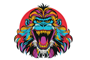 Obraz premium Vector illustration of a majestic beast animal roaring
