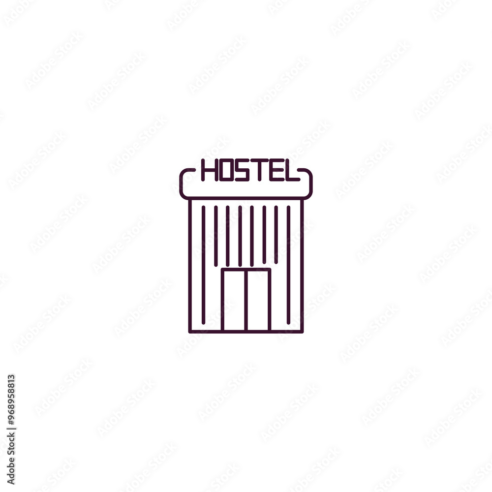Poster hostel outline icon. linear vector from hotel concept. thin line hostel icon isolated on white backg