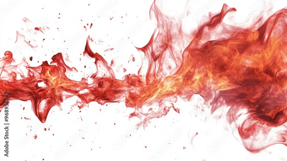 Aufkleber bright red flames with dynamic motion on a white backdrop, emphasizing the power and intensity of fi