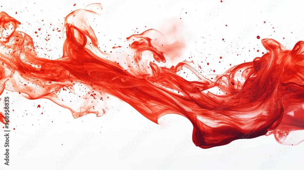 Poster bright red flames with dynamic motion on a white backdrop, emphasizing the power and intensity of fi