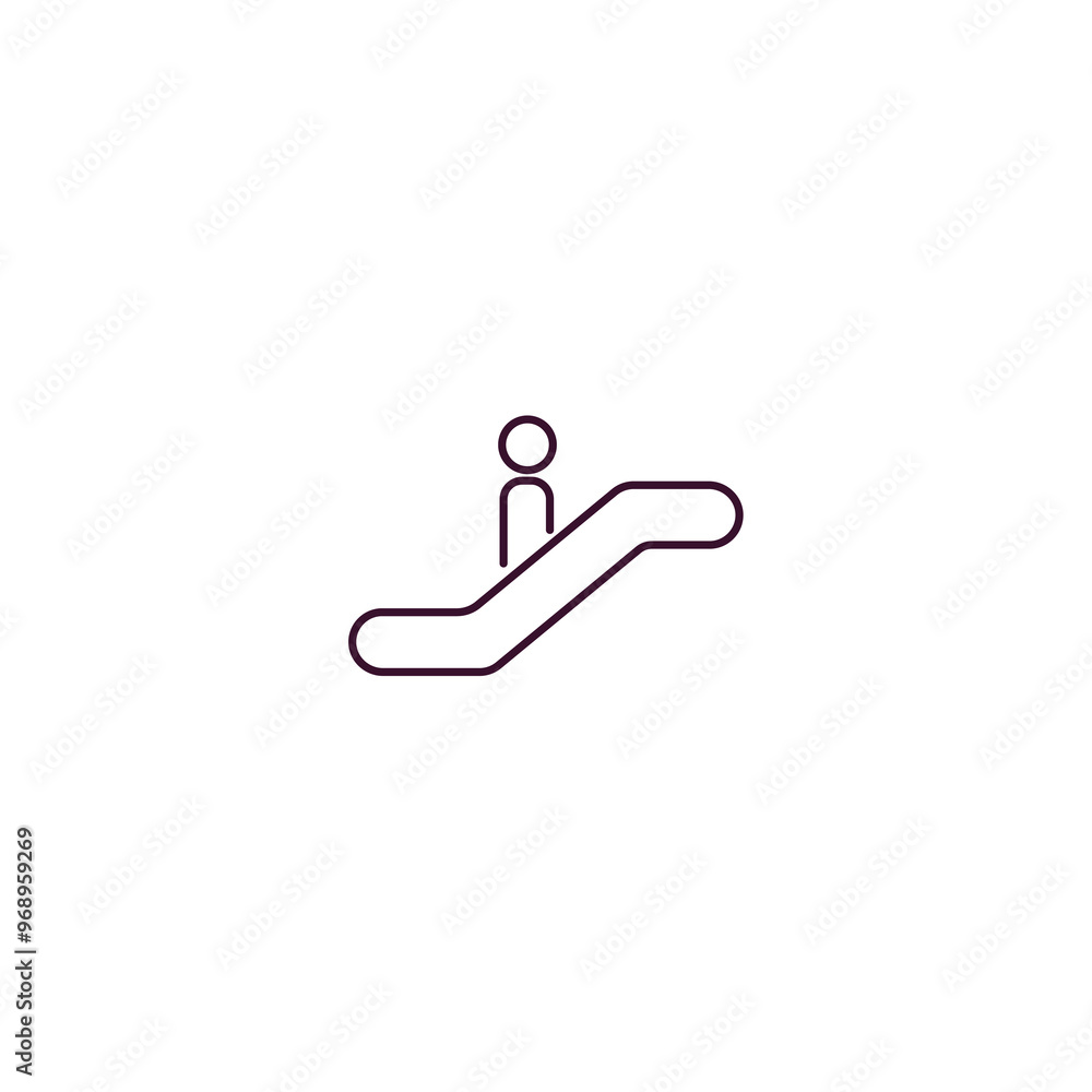 Poster escalator outline icon. linear vector from hotel concept. thin line escalator icon isolated on white