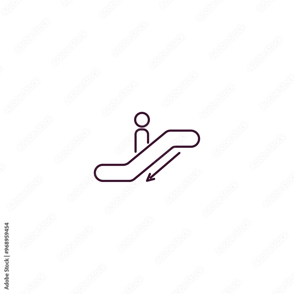 Poster escalator down outline icon. linear vector from hotel concept. thin line escalator down icon isolate
