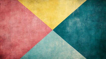 Abstract Geometric Pattern with Grunge Texture in Four Colors