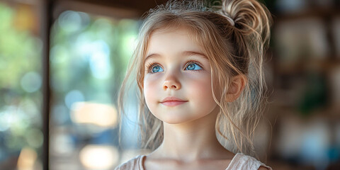 Portrait of a little pretty girl looking away