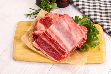 Raw beef rib for cooking