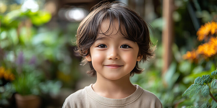 Portrait of an asian child looking at the camera