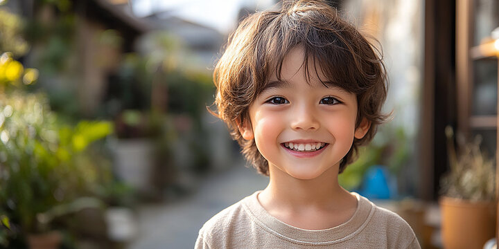 Portrait of an asian child looking at the camera