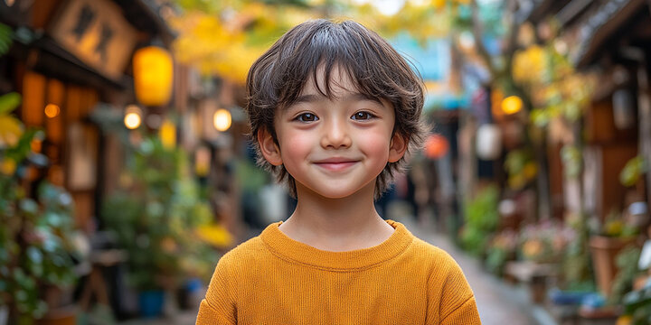 Portrait of an asian child looking at the camera