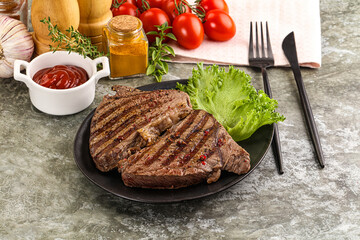Delicus grilled beef steak with sauce