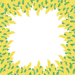 水彩で手描きした花：フレーム1：3月8日は「国際女性デー」「ミモザの日」女性を象徴する花
