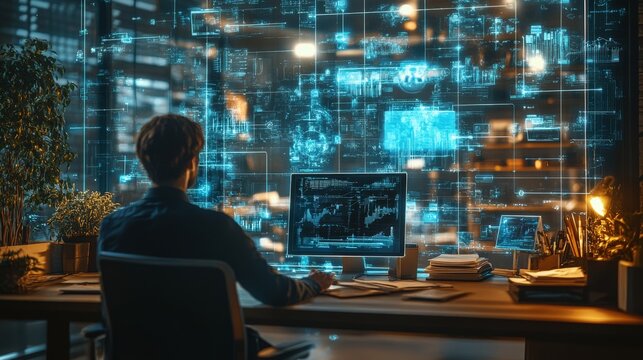 AI-enhanced virtual office spaces with interactive holographic displays: Offices where employees use holograms to interact with documents, schedules, and meetings.