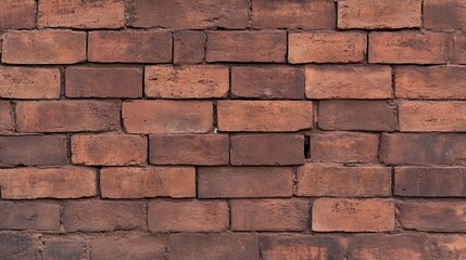 Obraz premium Close-up of a rustic red brick wall, showcasing the unique texture and pattern of the bricks.