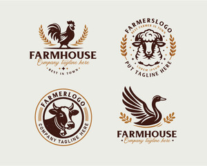 Set vintage bundle classic badge farm house market logo design for business company © yourlogocreator