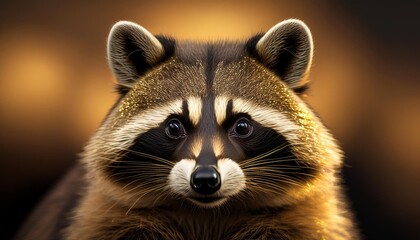 Fototapeta premium Elegant golden raccoon face