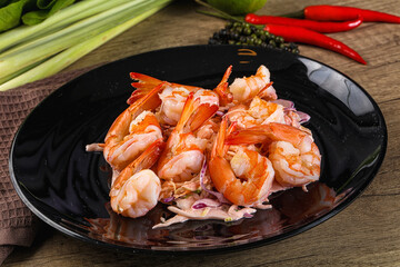 Shrimp cocktail with salad and sauce