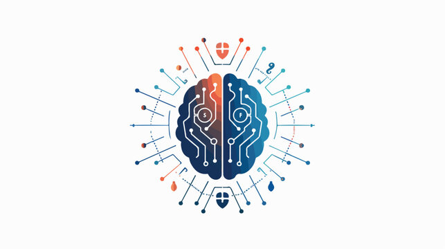Abstract Cyber Security Brain Logo Element Vector Design