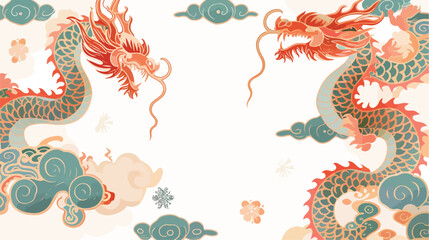 Abstract Chinese Dragon Frame Vector Isolated Design