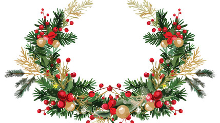 Festive Abstract Christmas Wreath Vector on White Background