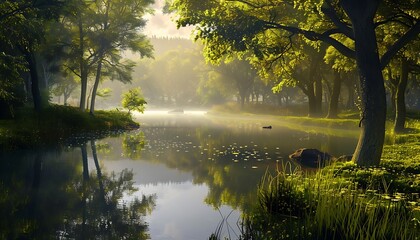 Fototapeta premium A river surrounded by trees