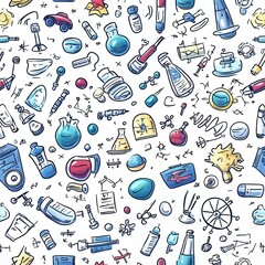 Pattern or background of modern sketched science or chemistry elements