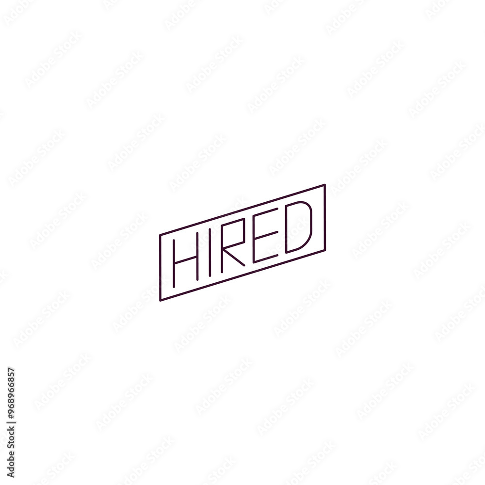 Poster hired outline icon. linear vector from human resources concept. thin line hired icon isolated on whi