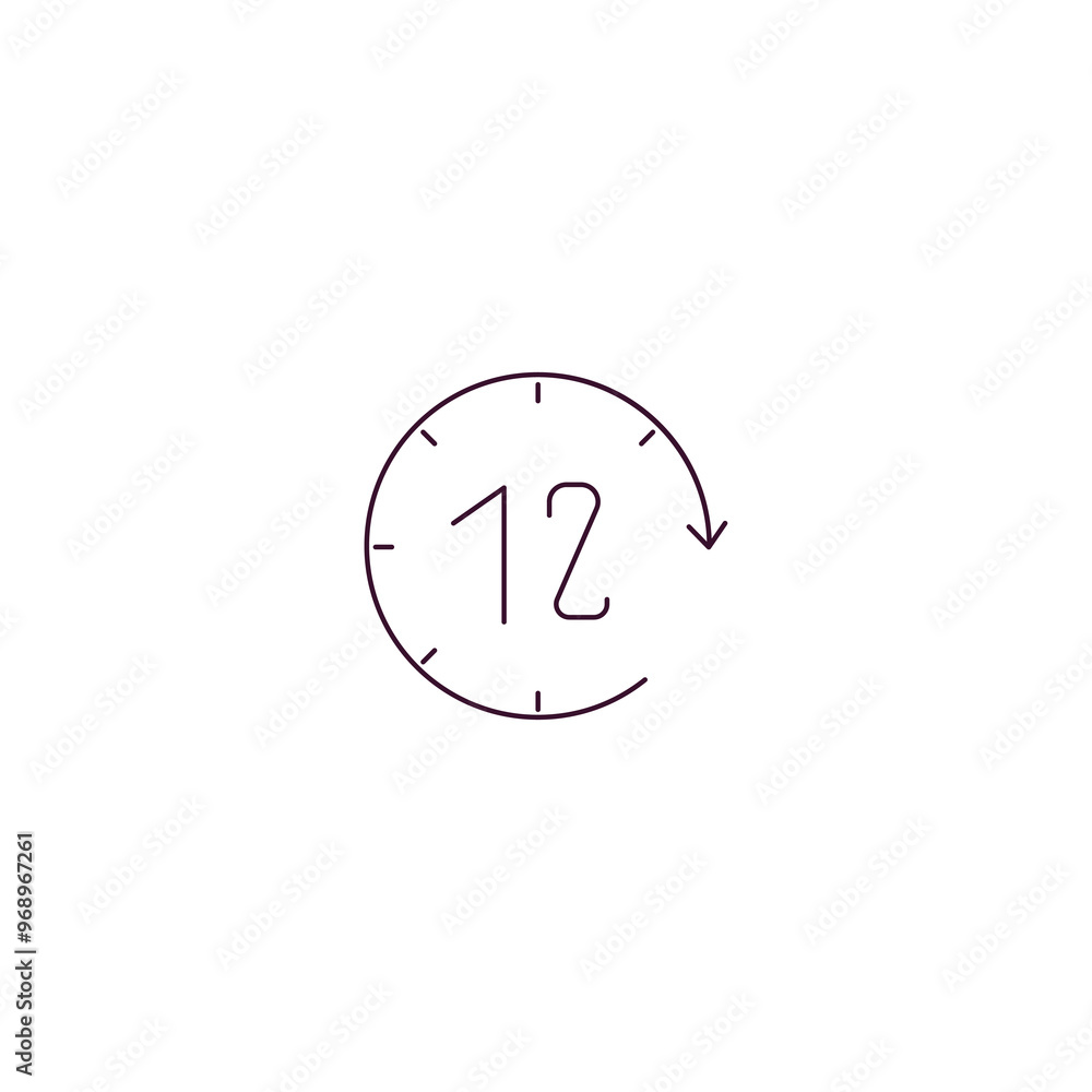 Poster 12 hours outline icon. linear vector from human resources concept. thin line 12 hours icon isolated 