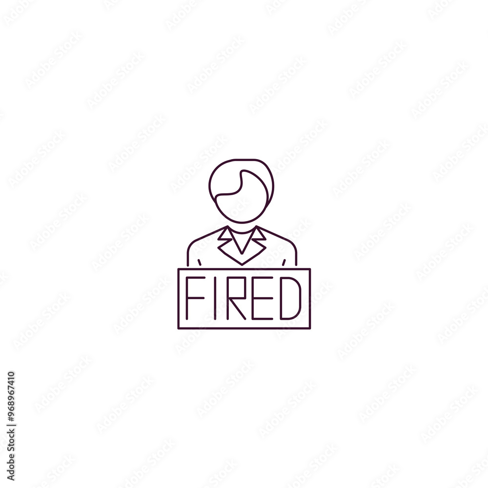 Aufkleber fired outline icon. linear vector from human resources concept. thin line fired icon isolated on whi
