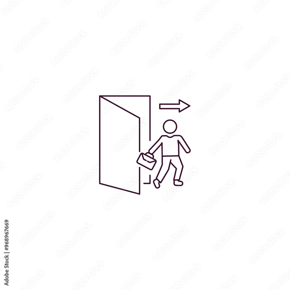 Poster exit interview outline icon. linear vector from human resources concept. thin line exit interview ic