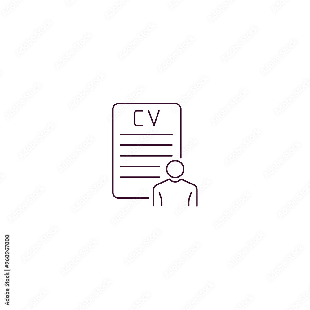 Poster cv outline icon. linear vector from human resources concept. thin line cv icon isolated on white bac