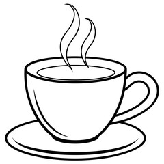 cup of coffee outline coloring book page line art drawing
