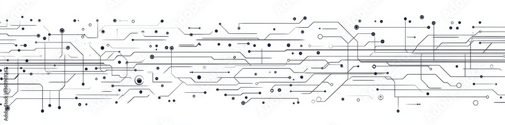 Poster an illustration with a circuit board texture and a communication technology concept.