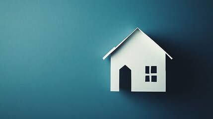 A paper house on a blue background.