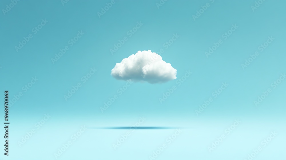 Poster A single cloud on a blue background.