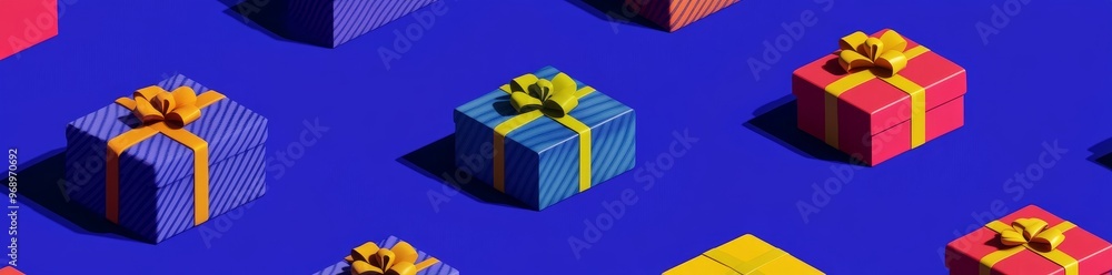 Poster the ribbon gift box icon is a modern design animated ui element for mobile games. it is a mystery re