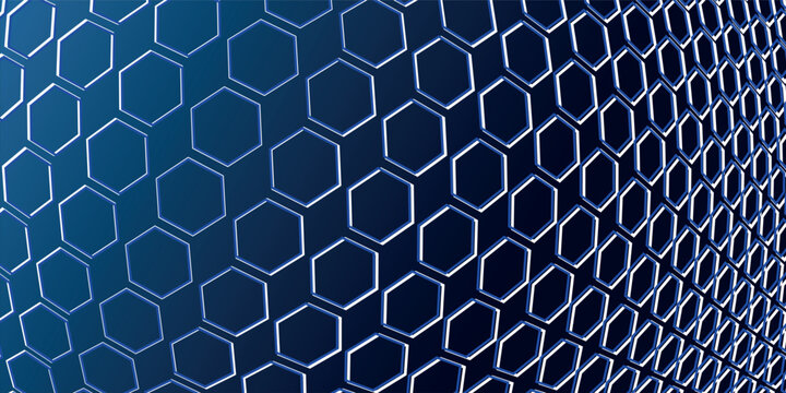 Blue Hexagon Pattern. Abstract Medical Chemical Technology Background. Hexagon Pattern for High Tech Science Design. Vector Illustration.