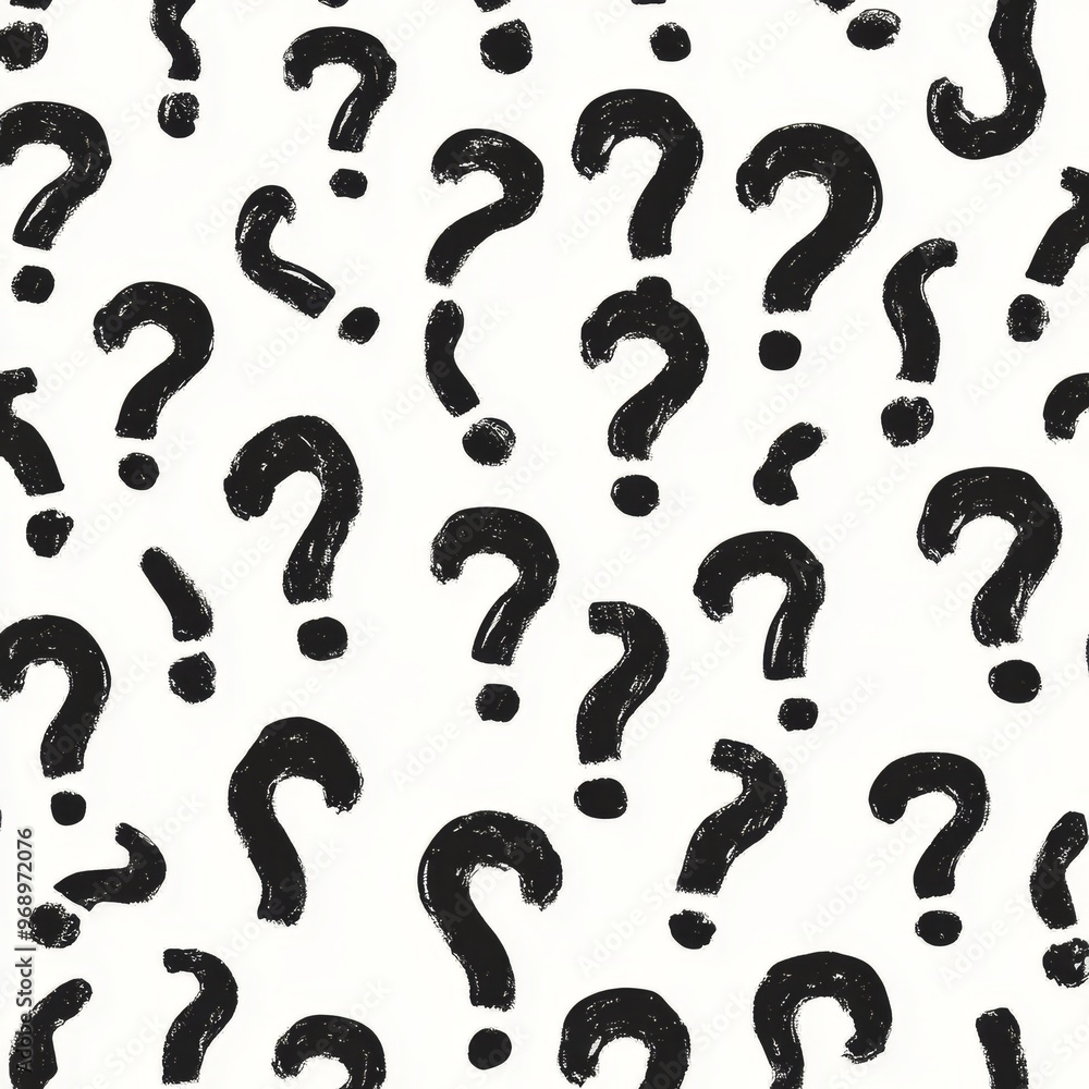Poster the pattern is a random black question mark on a white background.