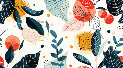 Obraz premium Vibrant Abstract Geometric Botanical Pattern Vector