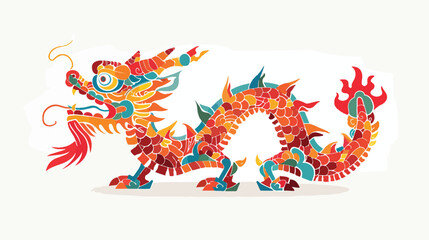 Abstract Geometric Chinese Dragon Vector Isolate