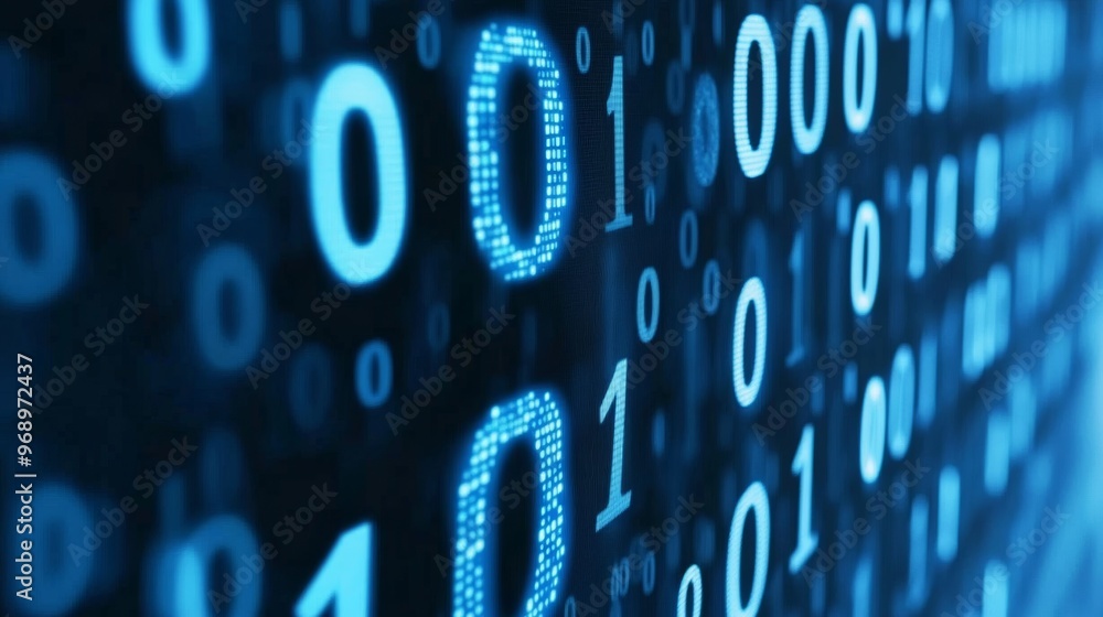 Poster data technology background. big data visualization. information code. matrix style background. rende