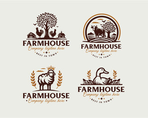 Set vintage bundle classic badge farm house market logo design for business company © yourlogocreator