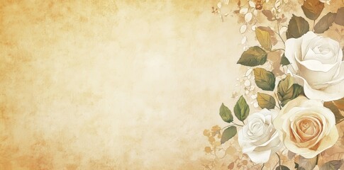 A design of digital wall tiles or wallpaper with flowers on an old white wall background